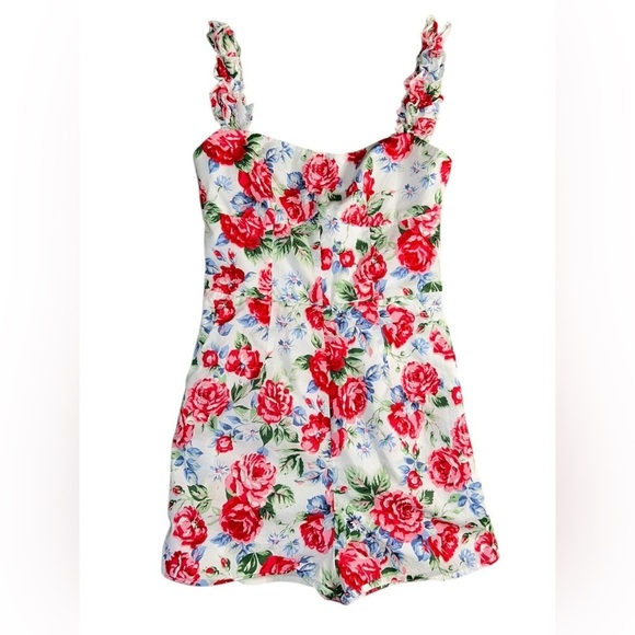 Hello Molly Pants - Hello Molly Bahama Lover White Floral Romper Playsuit Size XS US 2 Boho Summer
